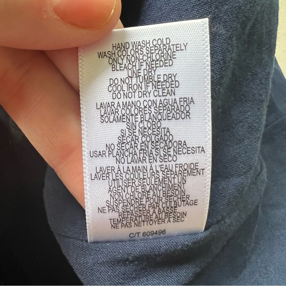 Taylor Navy Eyelet Embroidered A-Line Sleeveless Dress w/ Scalloped Trim Size 14 - Picture 6 of 10